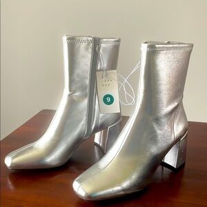 A New Day Women's Silver Ankle Boots New Size 8